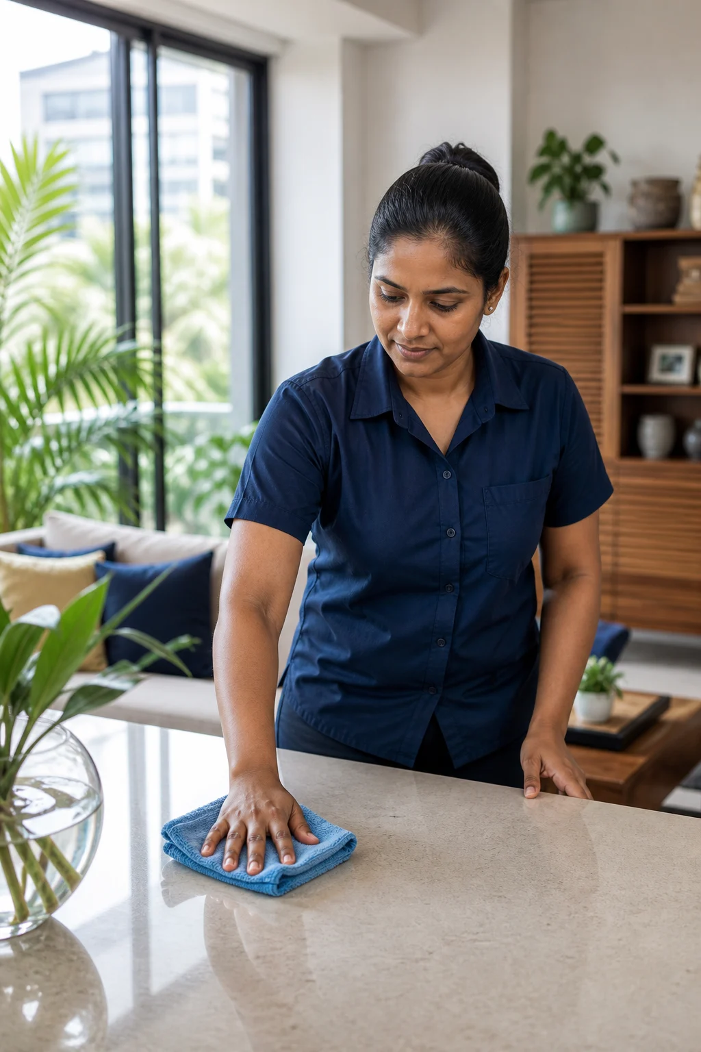 A Blu cleaning professional caring for a modern Sri Lankan home